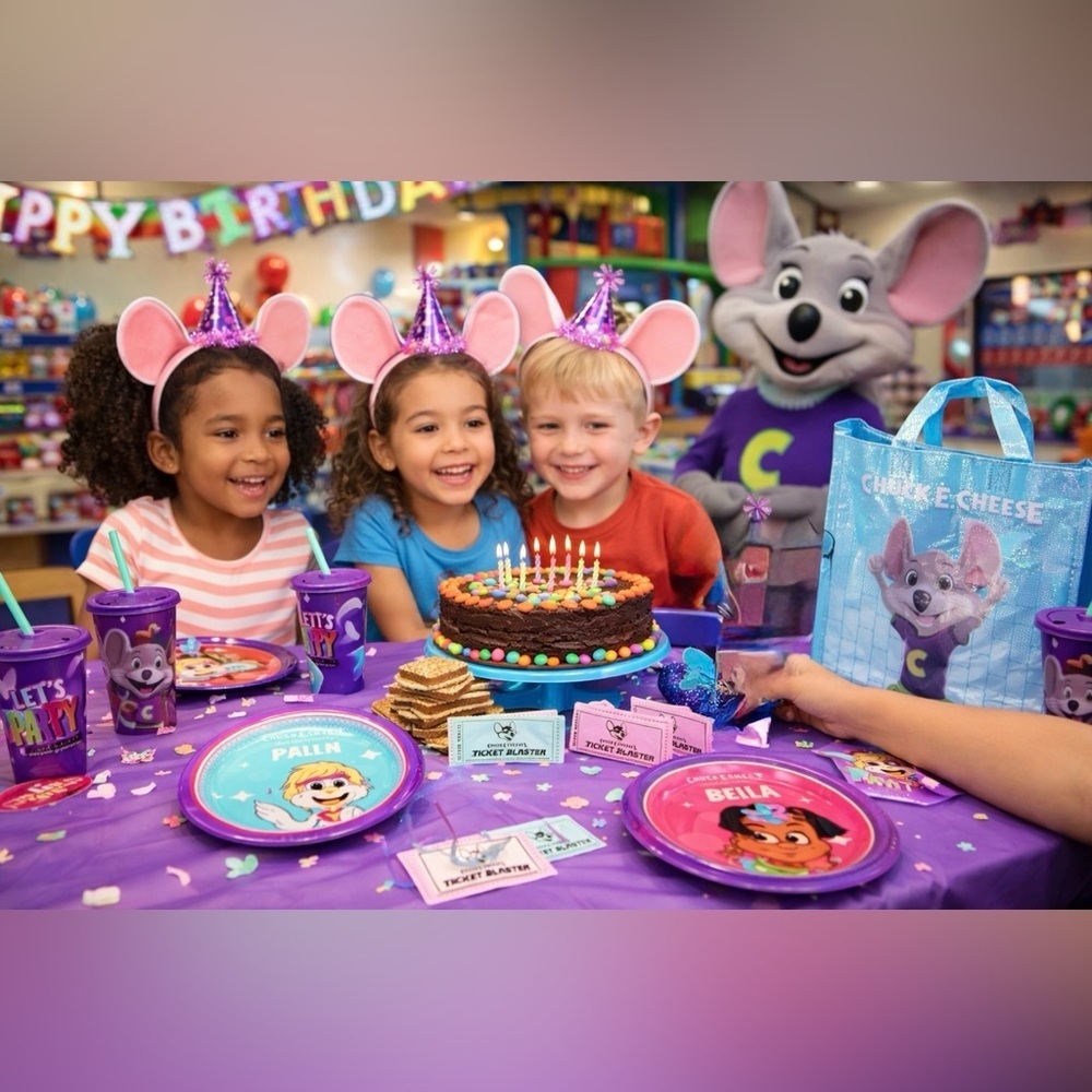 Chuck E. Cheese Party Supplies Lot | Cups, Plates Hats CEC Birthday Star